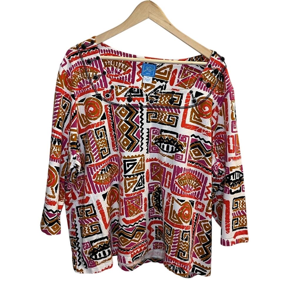 Lara Lane Women's Multi‎ Color Top Size 3x Abstract Geometric